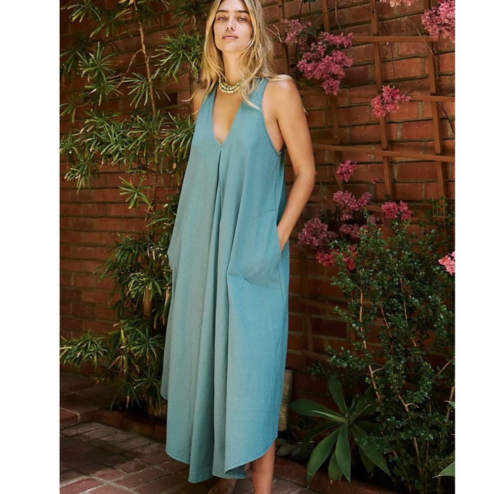 Free People Luisa Midi Dress in Jaded. Size Small